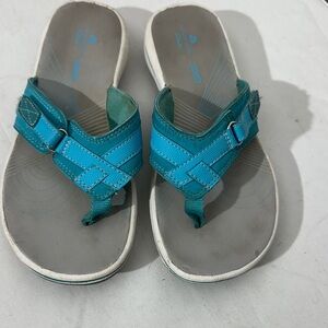 Clarks Teal Kids Flip Flops